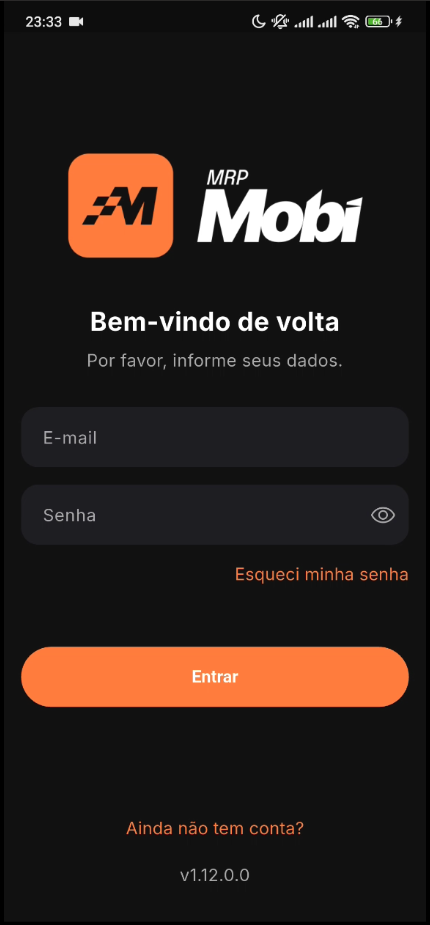 Tela de entrada do app Mobi Passageiro
